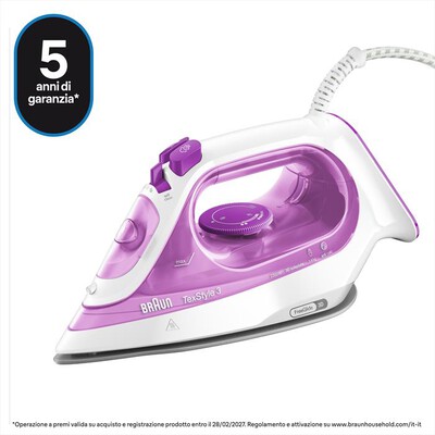 BRAUN - FERRO A VAPORE TEXSTYLE 3 SI3030PU-BIANCO/ROSA