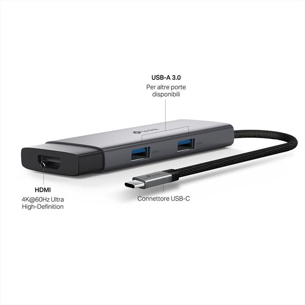 Immagine del prodotto TP-LINK - USB TYPE-C 5-PORT HUB-grigio