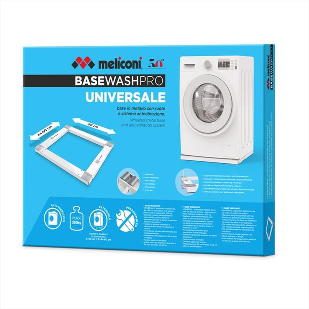 "MELICONI - BASE WASH PRO Base con ruote-Metallo, bianco"