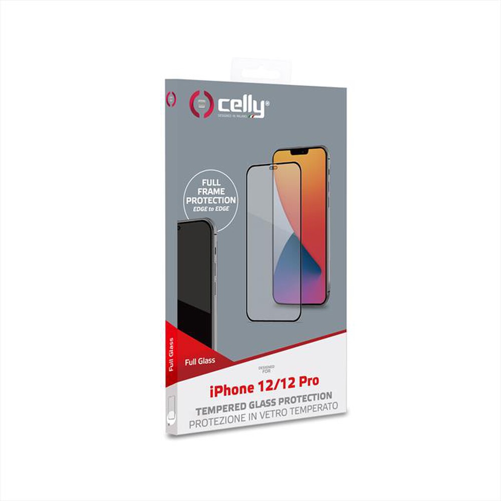 "CELLY - FULLGLASS1004BK - VETRO PROTETTIVO IPH 12/12 PRO-TRASPARENTE/VETRO TEMPERATO"