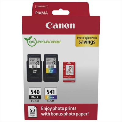 CANON - PG-540/CL-541 + 50 FOGLI CARTA FOTOGRAFICA GP-501-Colore,  CANON - PG-540/CL-541 + 50 FOGLI CARTA FOTOGRAFICA GP-501-Colore