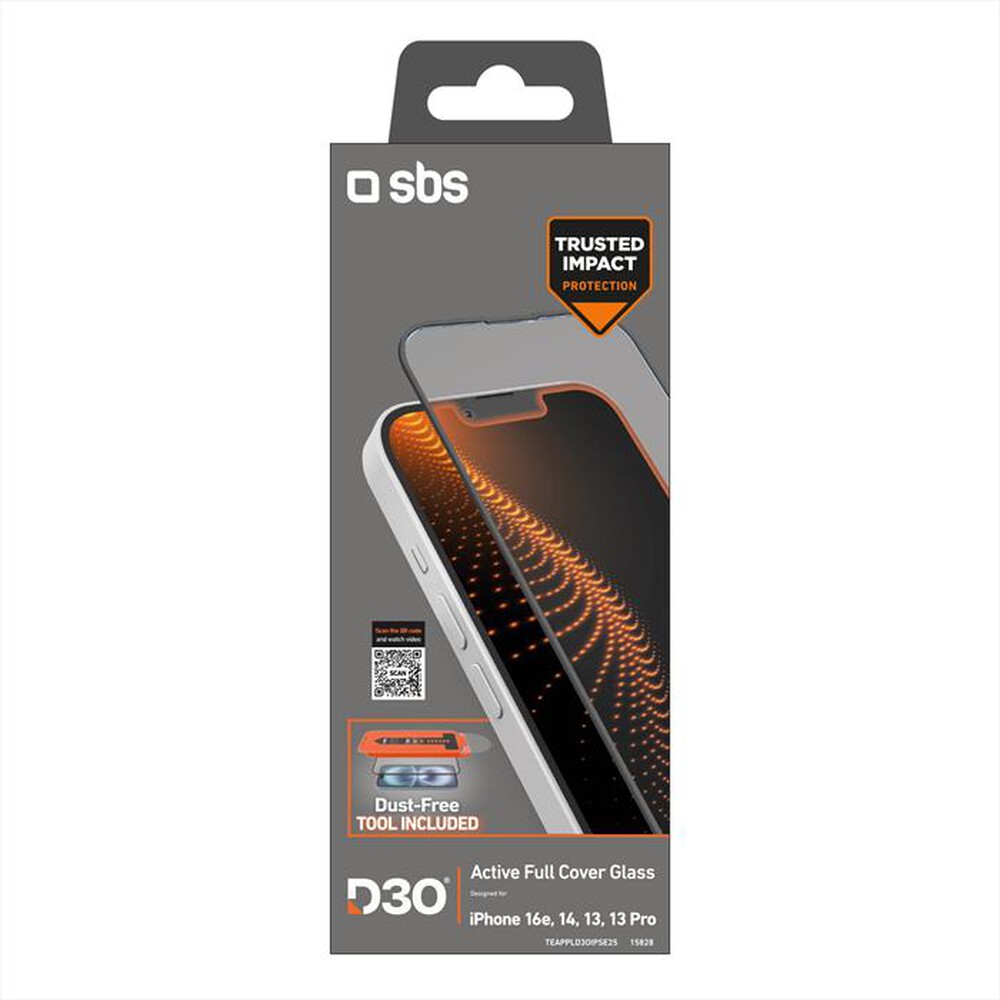 Immagine del prodotto SBS - D3O glass with applicator, iPhone 16e/14/13 Pro/13-Nero