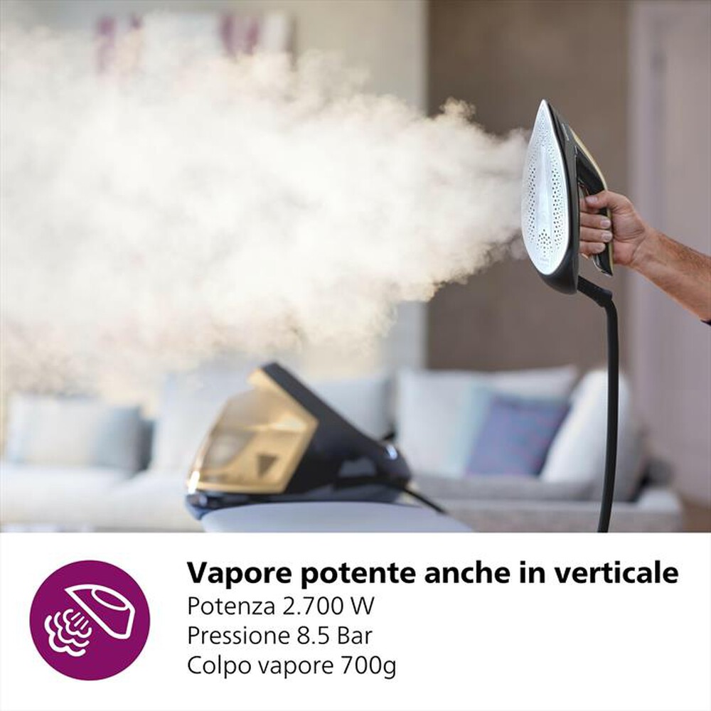 "PHILIPS - Sistema stirante PERFECTCARE SERIE 8000 PSG8140/80-Nero/Oro"