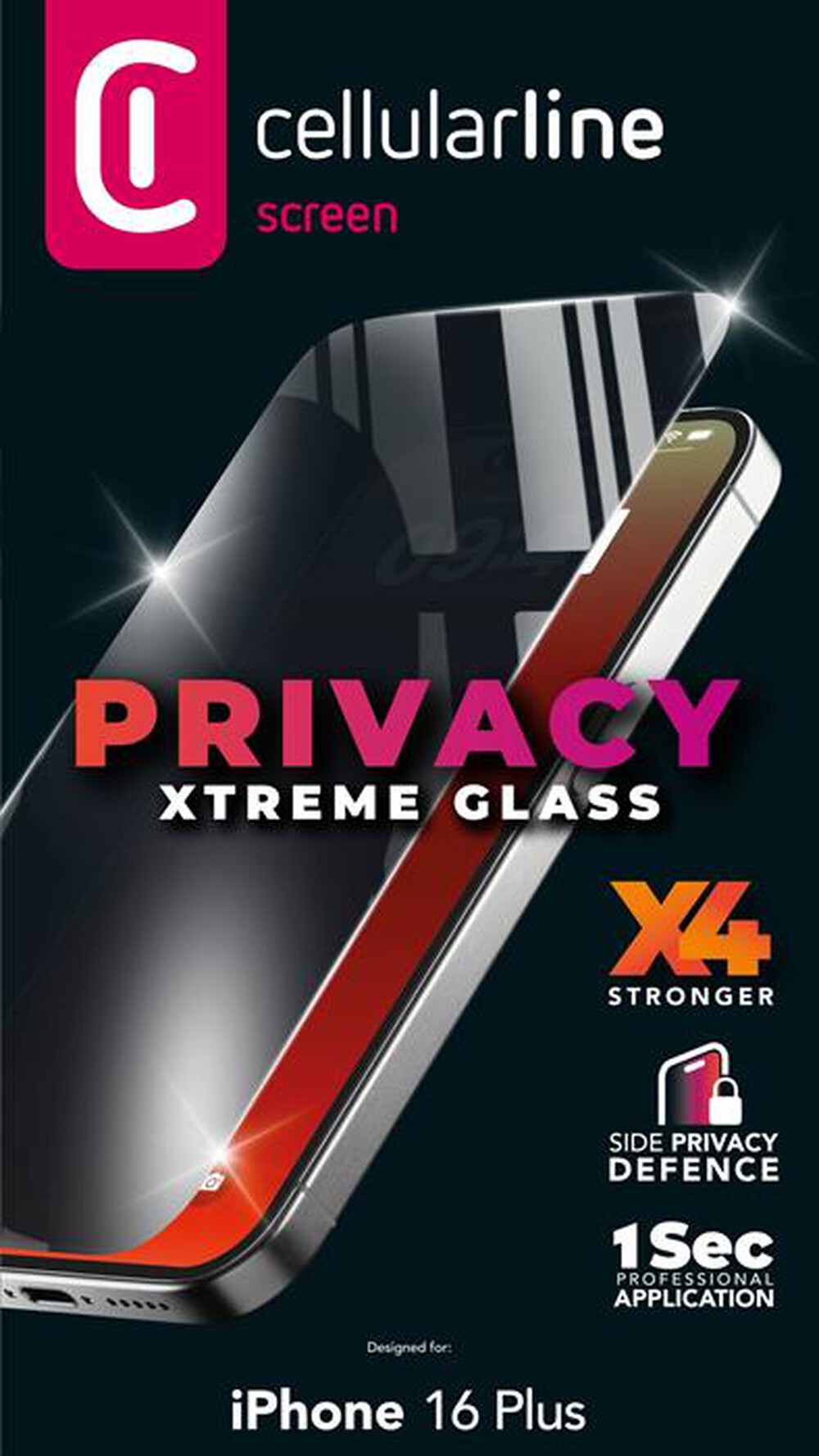 Immagine del prodotto CELLULARLINE - Vetro temperato con filtro privacy iPhone 16 Plus-Trasparente