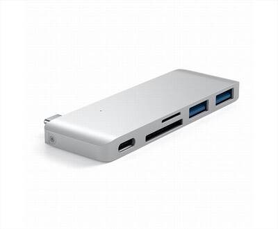 SATECHI - HUB USB-C CON CARD READER, PORTA USBC PASS THROUGH-SILVER