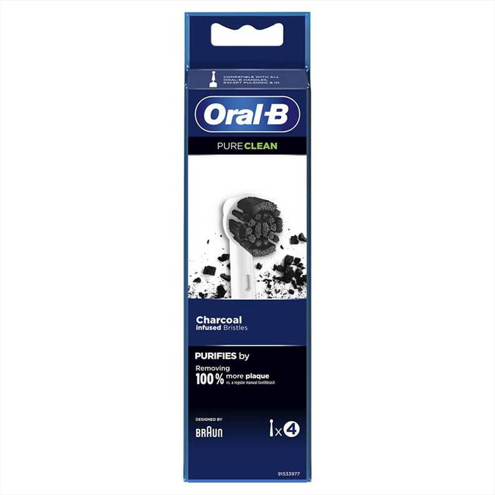 "ORAL-B - Testina Pure Clean Carbone x4-Bianco/Nero"