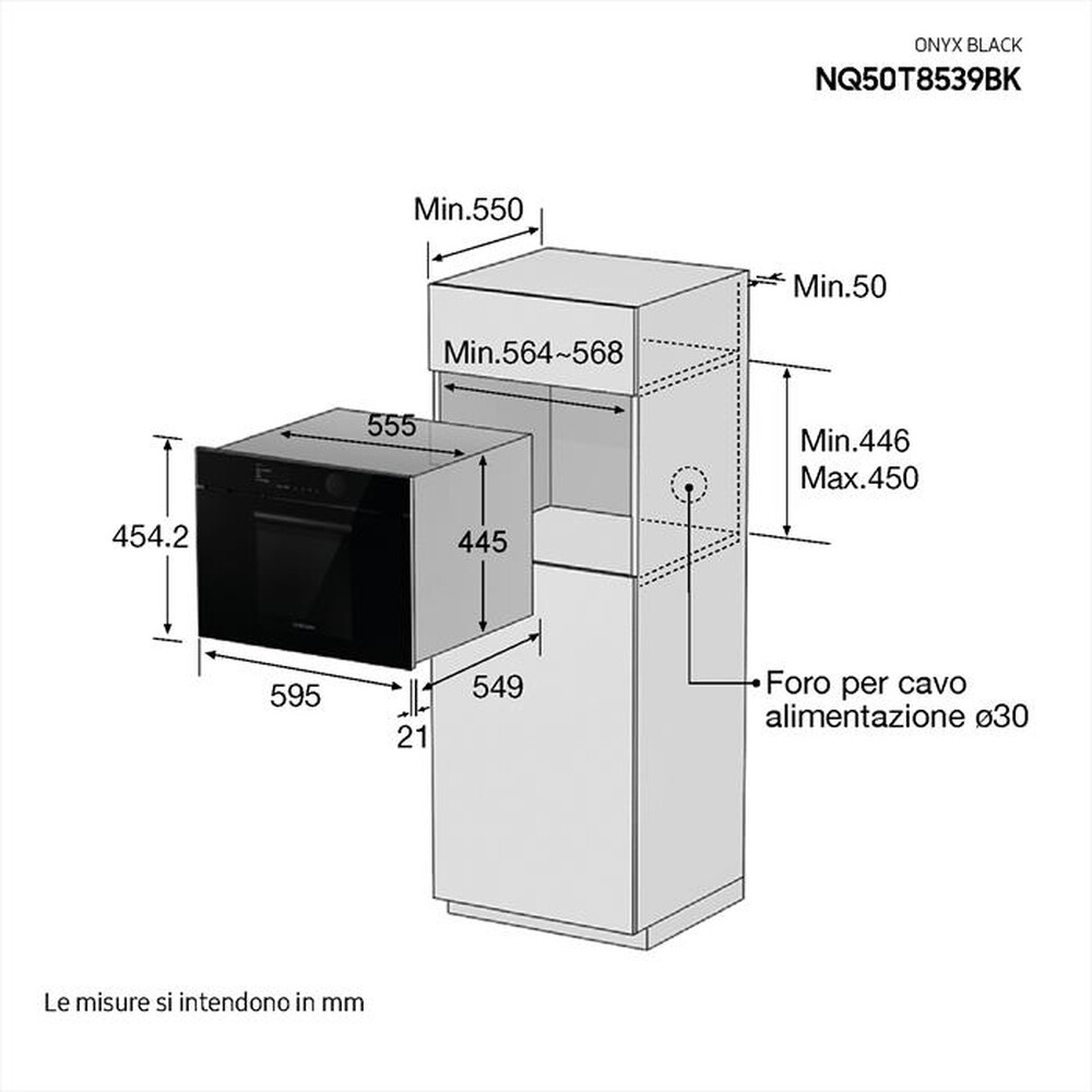 "SAMSUNG - Forno microonde da incasso NQ50T8539BK/ET-Onyx black design"