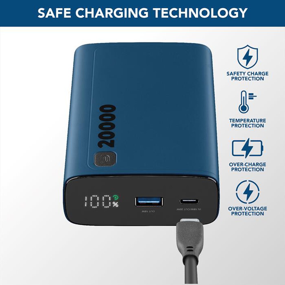 Immagine del prodotto CELLULARLINE - Caricabatterie Portatile PBDISPL01PD20000B-Blu