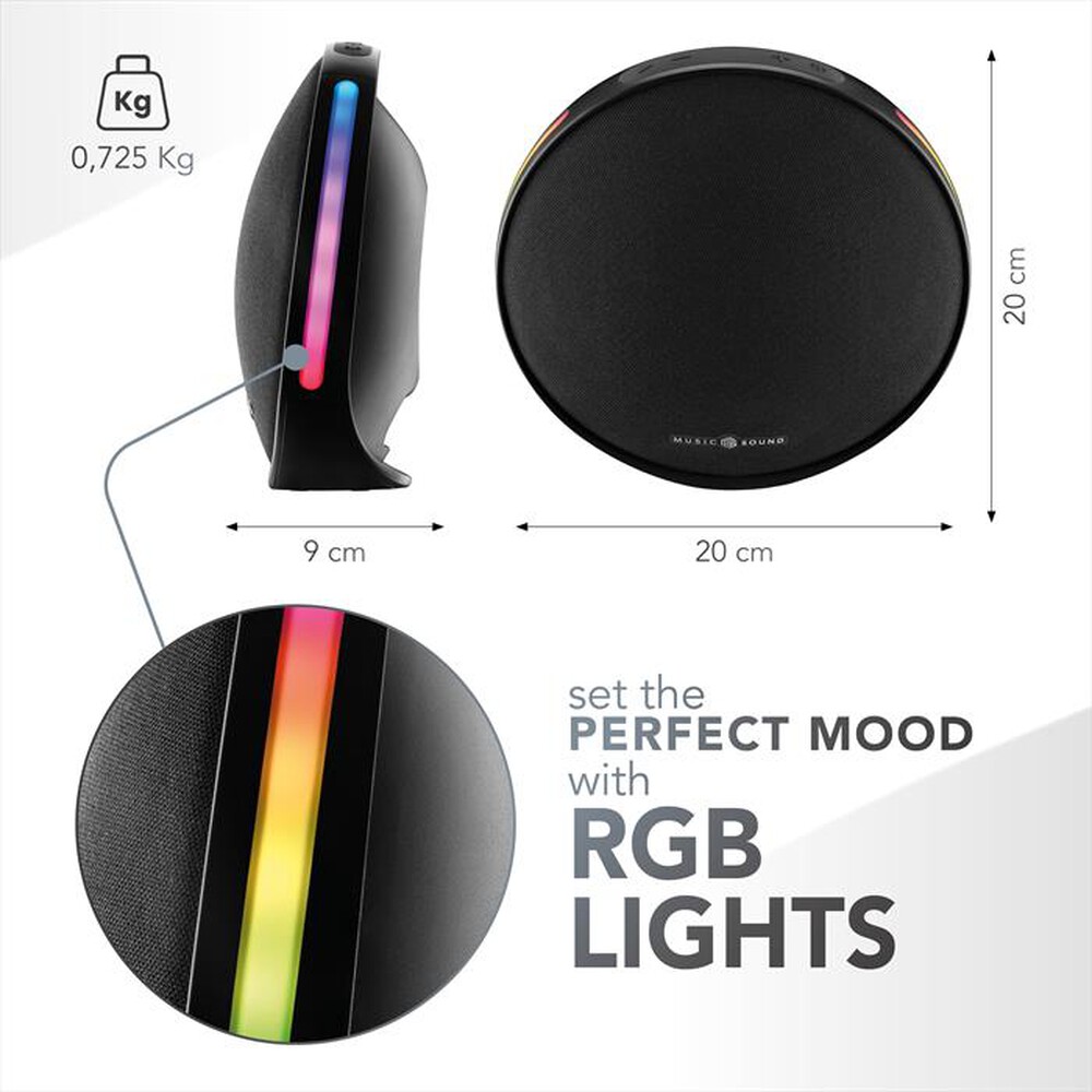 Immagine del prodotto MUSIC SOUND - Speaker Bluetooth portatile VORA-Nero