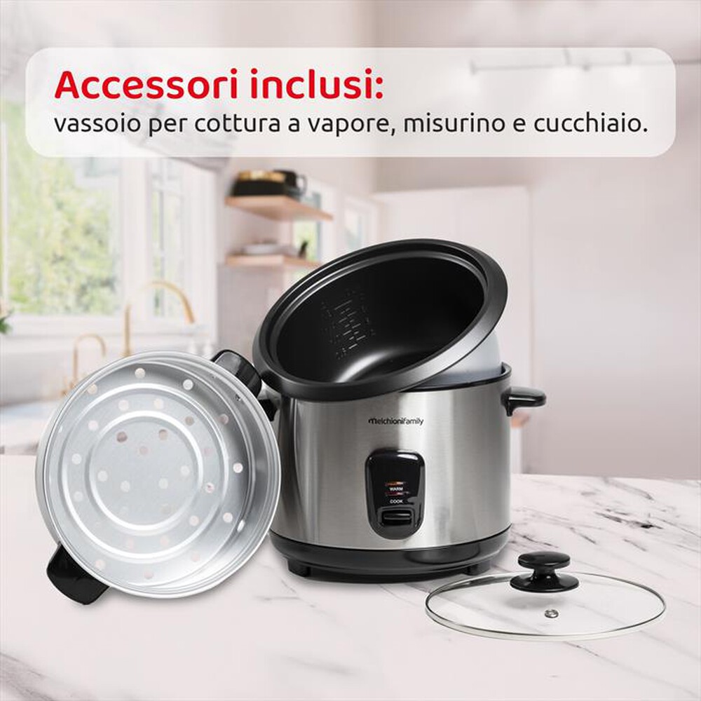 Immagine del prodotto MELCHIONI FAMILY - Cuociriso elettrico 1,8lt LOTO-Grigio / Acciaio