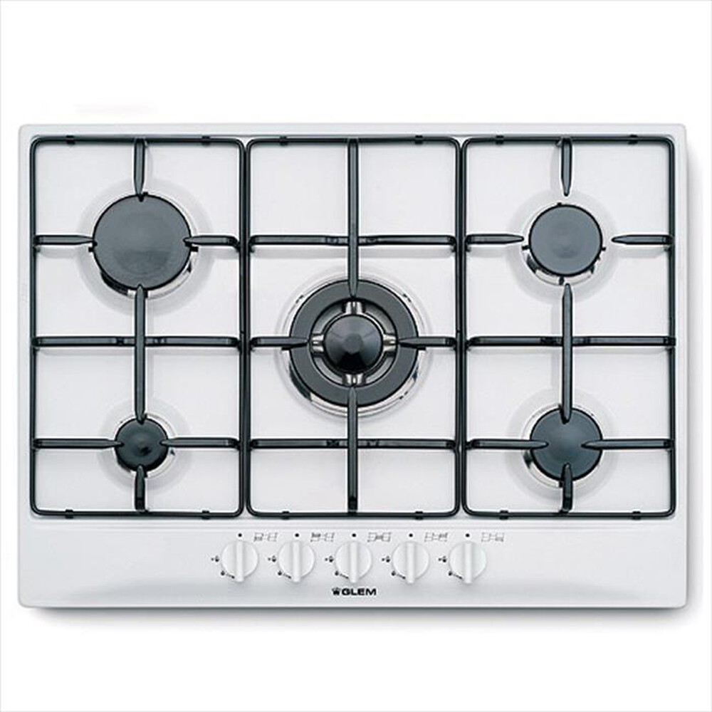 "GLEM GAS - Piano cottura a gas GT755WH 5 fuochi 68,5cm-Bianco"