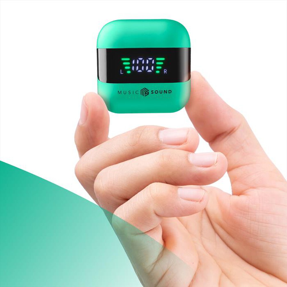 "MUSIC SOUND - AURICOLARI TWS CON DISPLAY LED-Green"