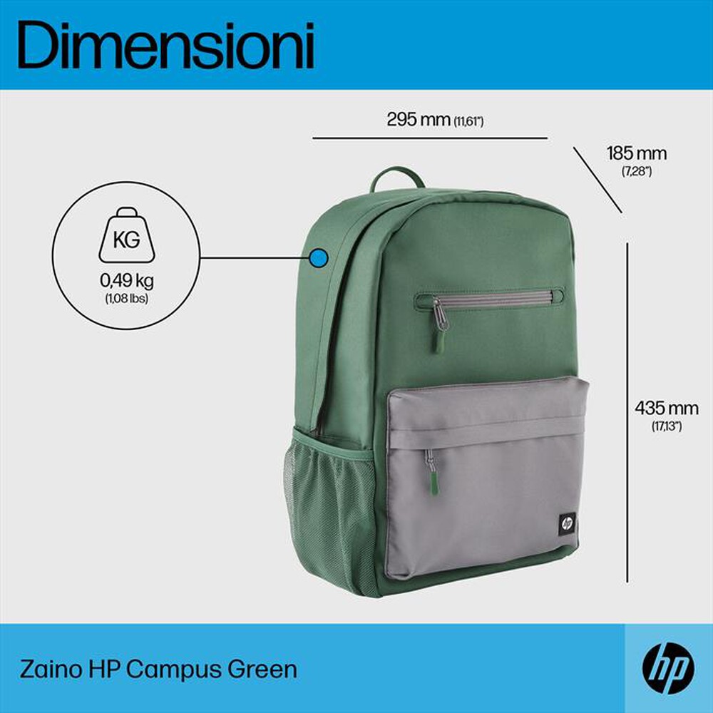 "HP - ZAINO CAMPUS 15,6\"-Grigio, Verde"