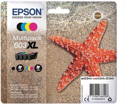 EPSON - 603 STELLA MARINA T03U XL MULTIPACK 4 COLORI-Nero, ciano, magenta, giallo
