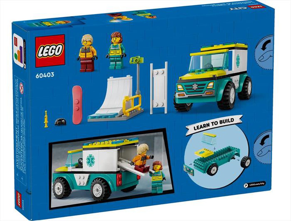 "LEGO - CITY Ambulanza di emergenza e snowboarder - 60403-Multicolore"