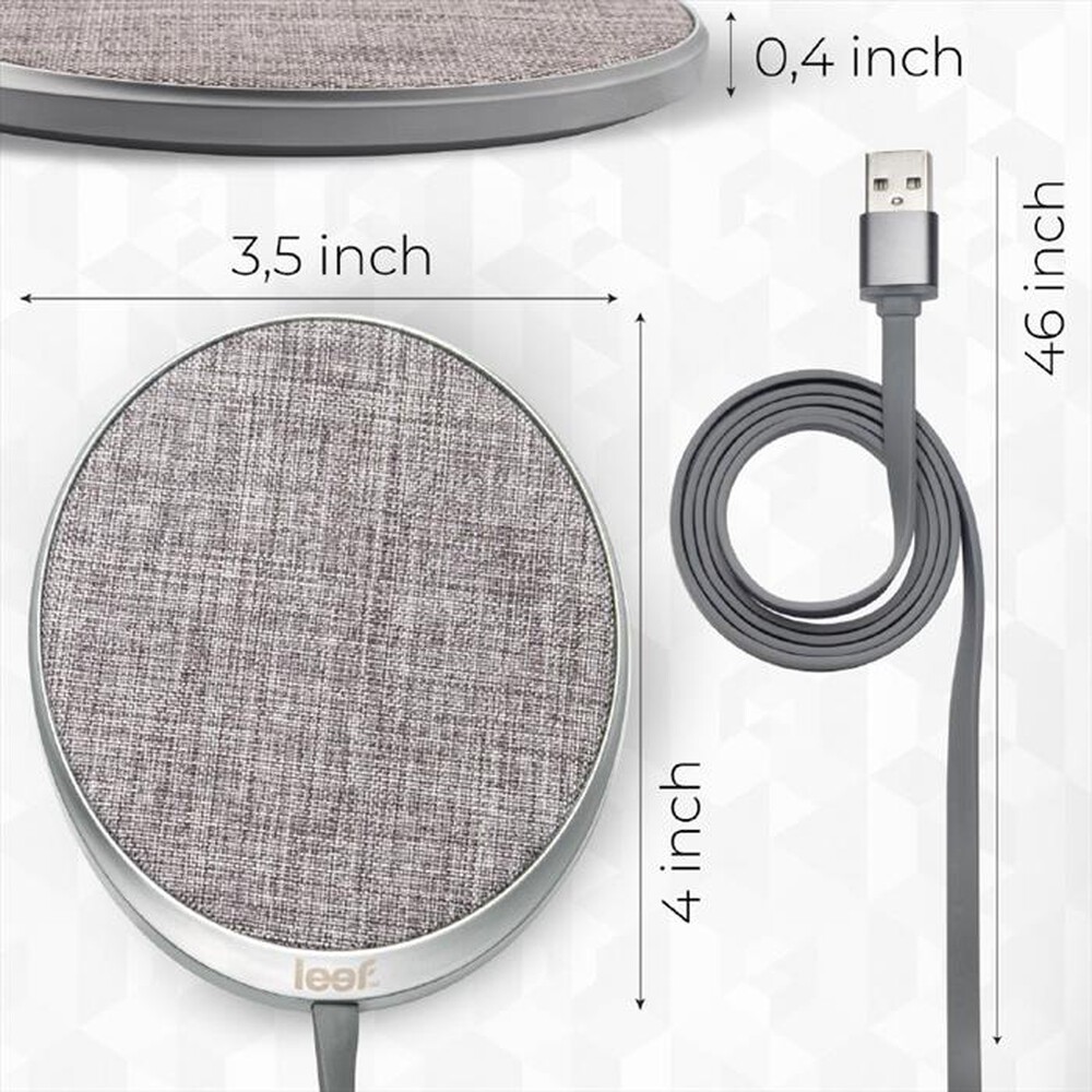 "LEEF - CARICABATTERIE WIRELESS RAPDO STANDARD QI 10W-GRIGIO"