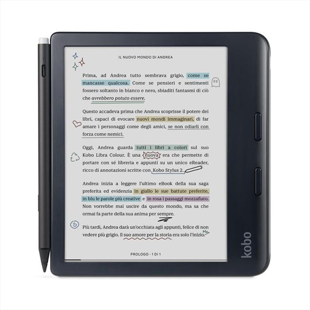 "KOBO - PACCHETTO KOBO LIBRA COLOUR E KOBO STYLUS 2-Nero"
