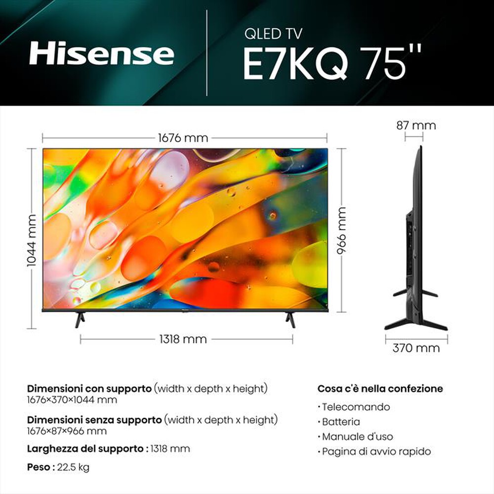 "HISENSE - Smart TV QLED UHD 4K 75\" DolbyVision/Atmos 75E79KQ-Black"