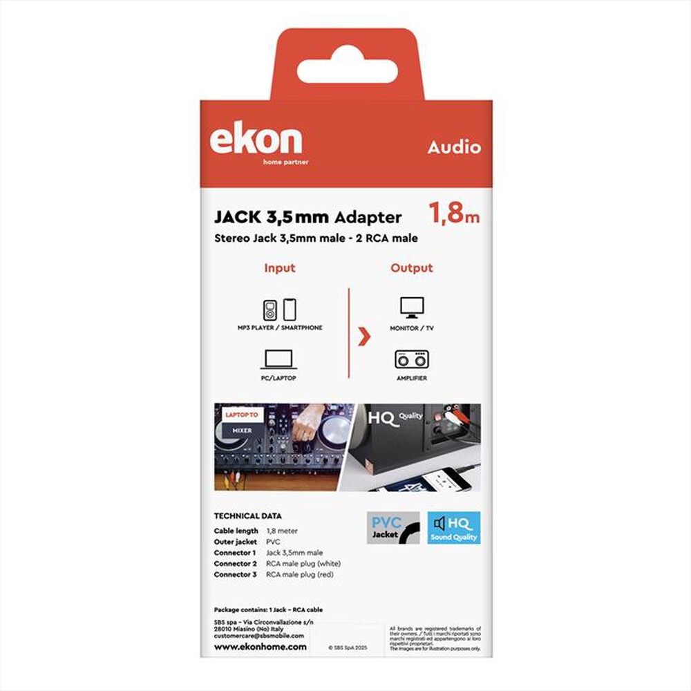 Immagine del prodotto EKON - Cavo audio Jack 3,5 mm-Nero