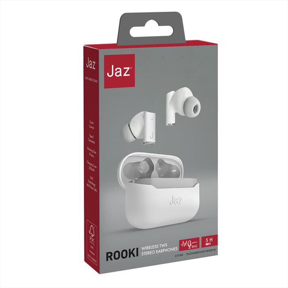 "JAZ - Auricolare bluetooth TEJZEARROOKITWSBTW-Bianco"
