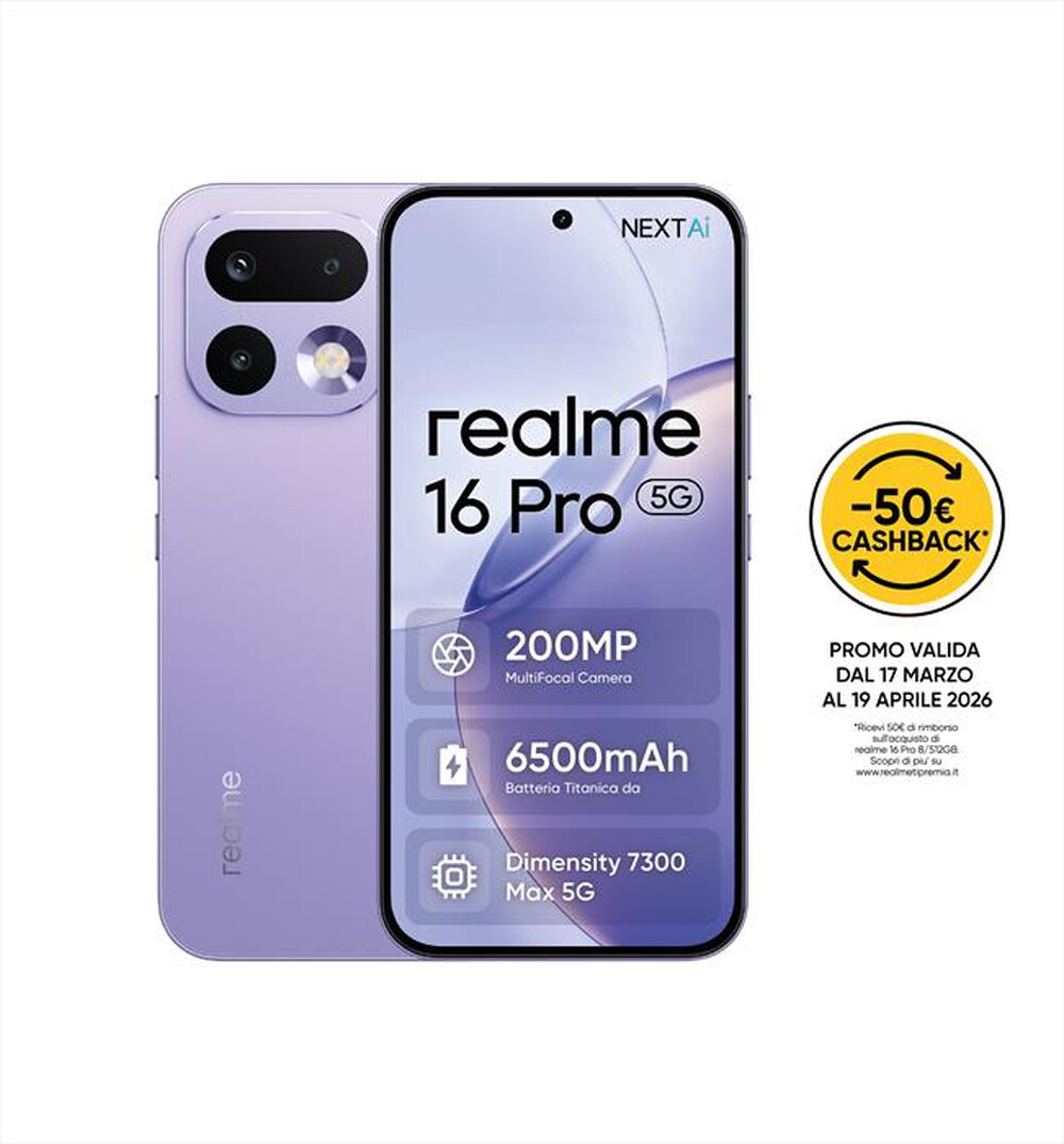 Immagine del prodotto REALME - Smartphone REALME 16 PRO 5G (512GB 8GB)-Orchid Purple