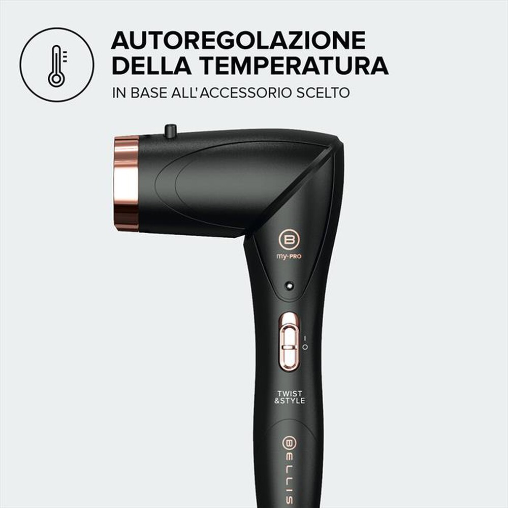 "BELLISSIMA IMETEC - Ferro per capelli KIT TWIST & STYLE-Nero, Rose Gold"