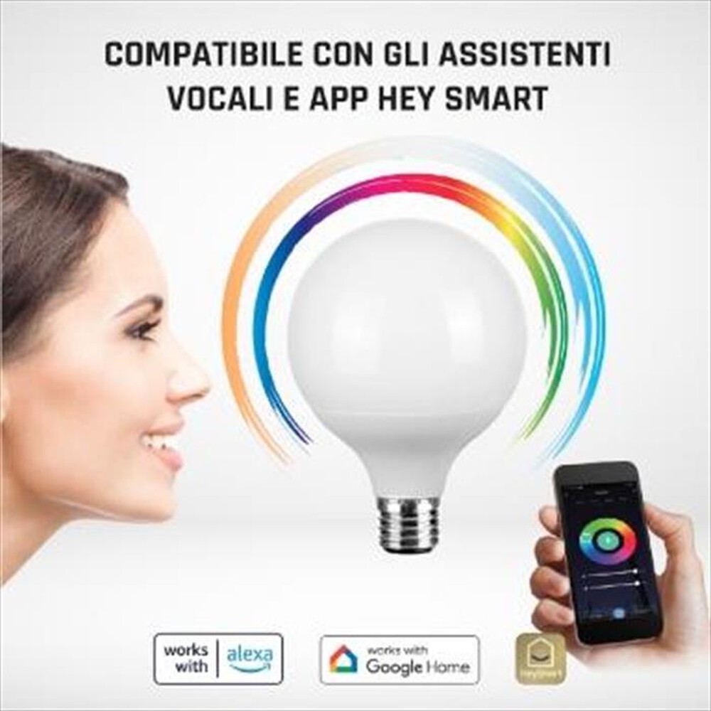 "ONLIGHT - HEYGLOBE - LAMPADINA SMART WI-FI LED GLOBO E27 RGB-Bianca"