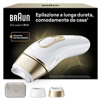 BRAUN - Epilatore a luce pulsata IPL PL5210 BOX EURO-BIANCO/ORO