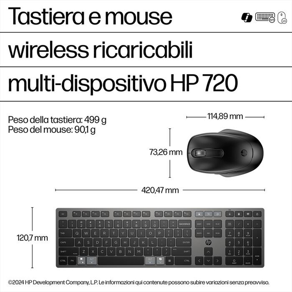Immagine del prodotto HP - COMBO TASTIERA E MOUSE 720-Nero