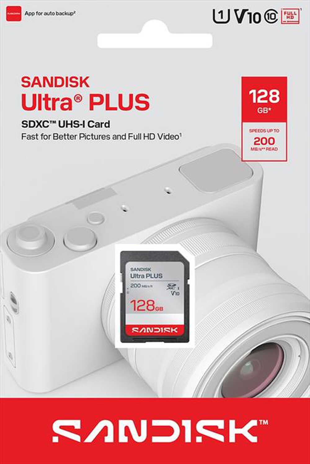 Immagine del prodotto SANDISK - MEM.SD ULTRA PLUS 128GB XC V10 U1 UHS-I XC1-grigio