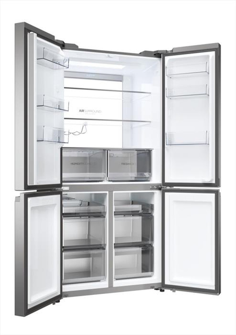 "HAIER - Frigorifero 4 porte HCR79F19ENMM Classe E 646 lt-Platino, Acciaio inossidabile"