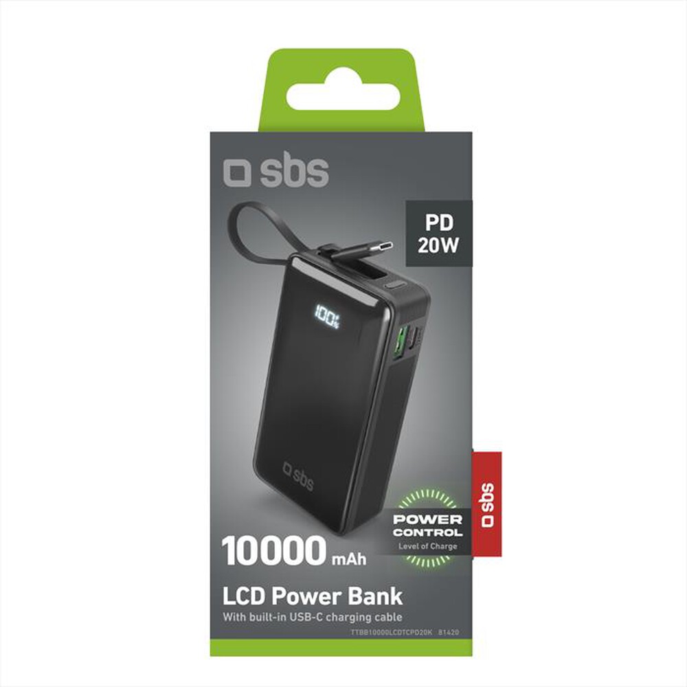 Immagine del prodotto SBS - Powerbank TTBB10000LCDTCPD20K-nero