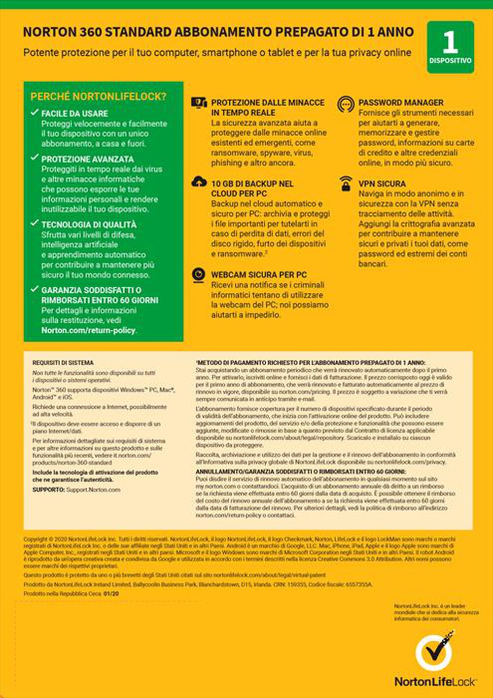 Immagine del prodotto NORTON - Norton 360 Standard 1 Disp. 12 Mesi 10GB ESD