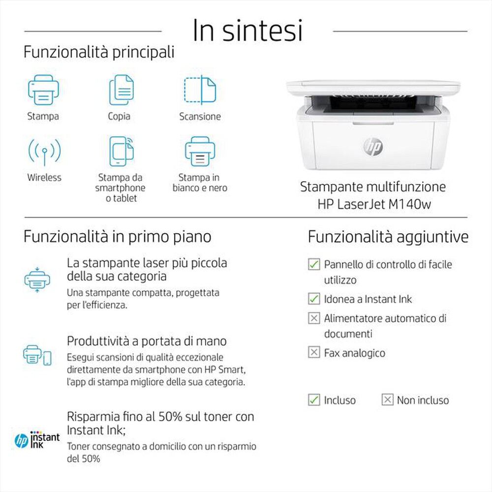 Immagine del prodotto HP - Multifunzione LASERJET M140W-Bianca