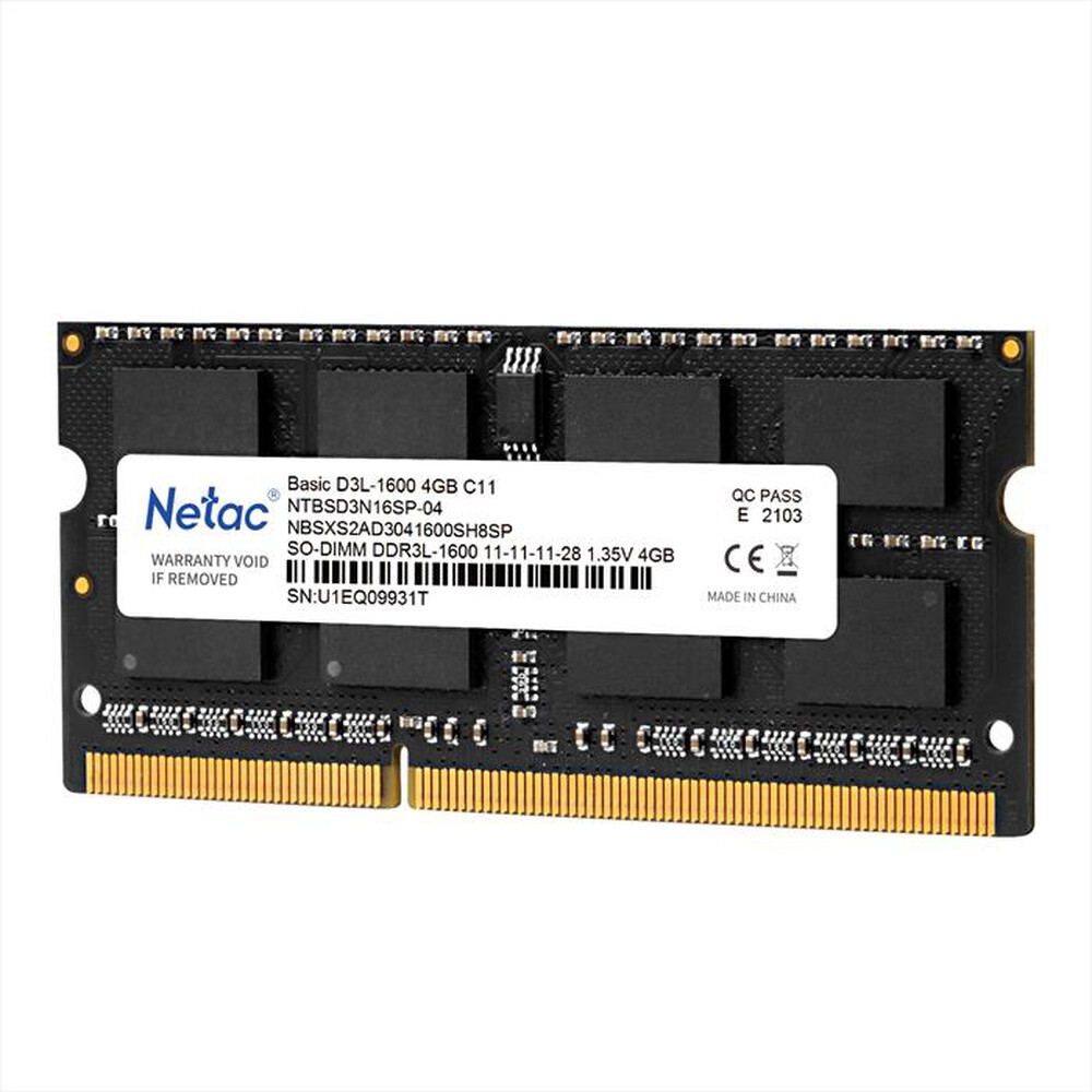 "NETAC - BASIC SO DDR3L-1600 4G C11 SODIMM 204-PIN-NERO"