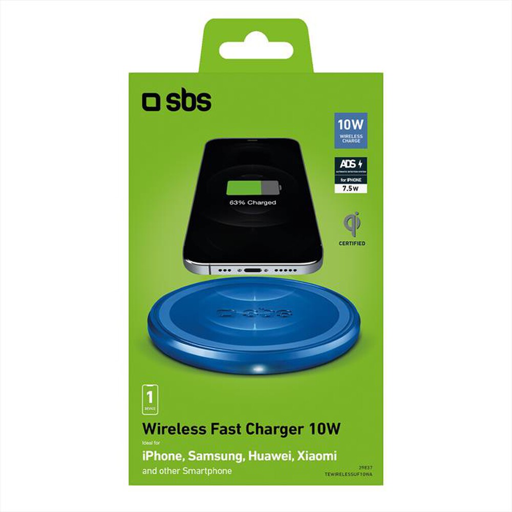 "SBS - Base di ricarica wireless TEWIRELESSUF10WA-Azzurro"
