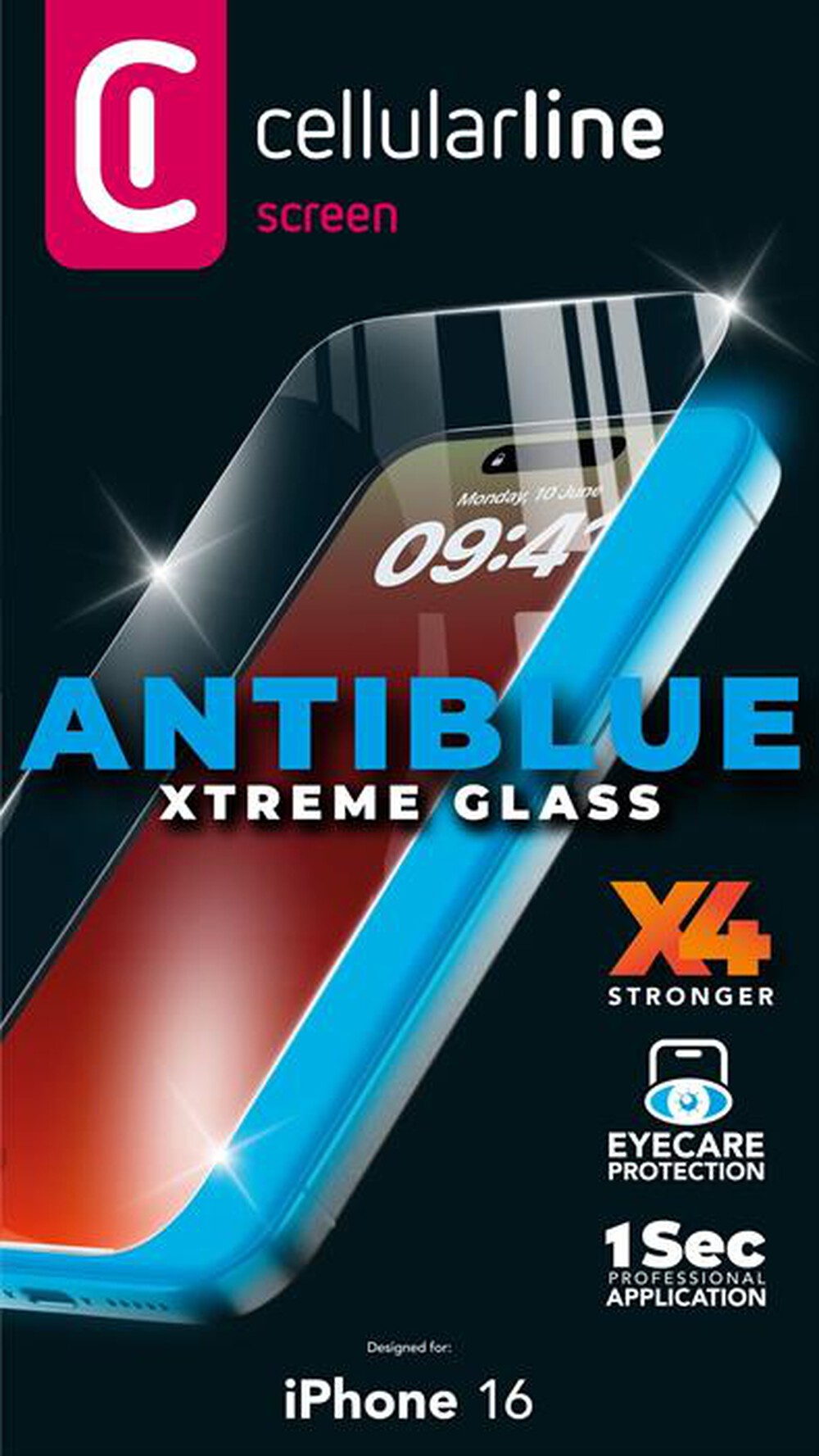 Immagine del prodotto CELLULARLINE - ANTIBLUE XTREME GLASS - IPHONE 16-Trasparente