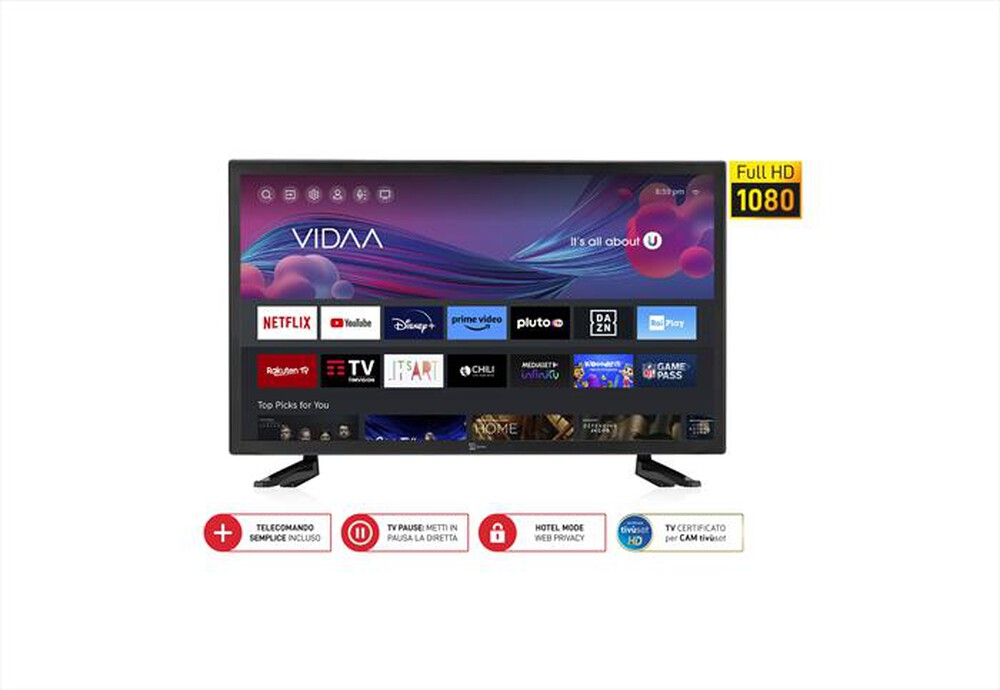 Immagine del prodotto TELESYSTEM - TV LED FHD 27" SMV13 VIDAA, T2/S2-BLACK