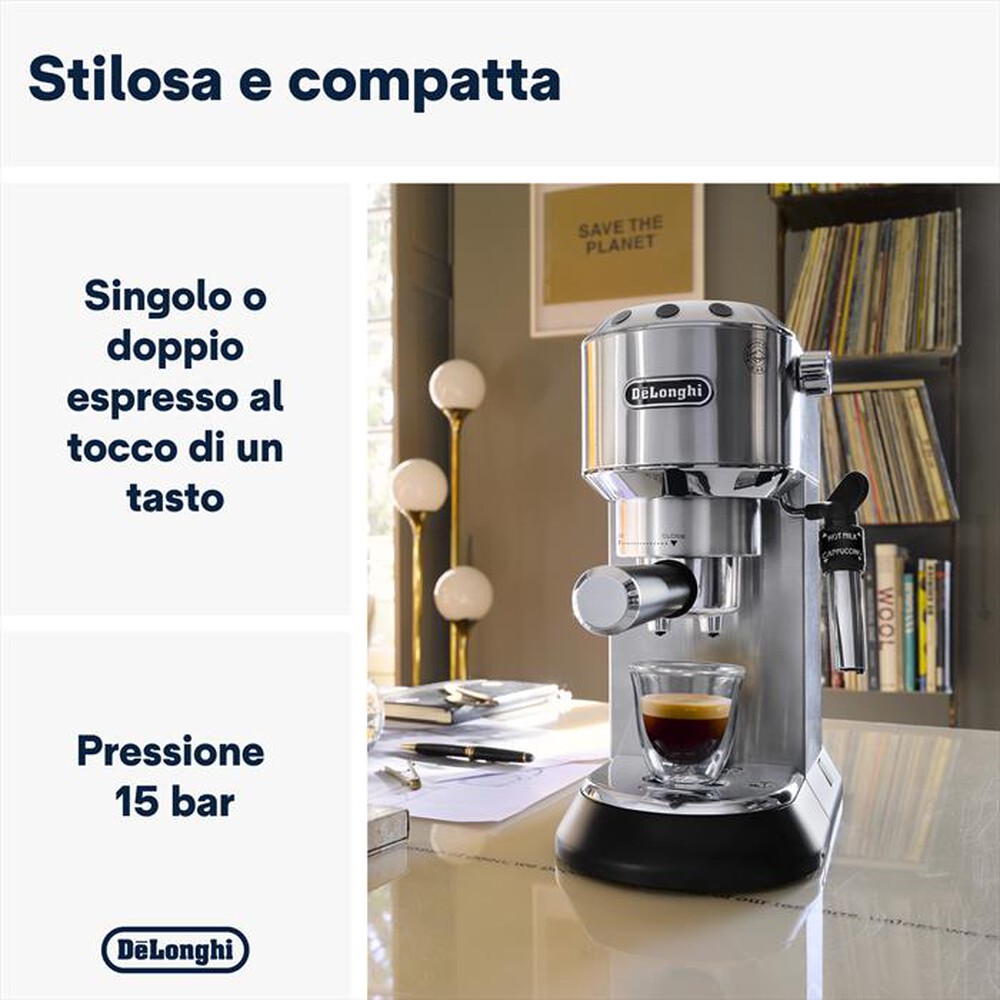 "DE LONGHI - DEDICA EC685.M MACCHINA DA CAFFÈ MANUALE-Metal"