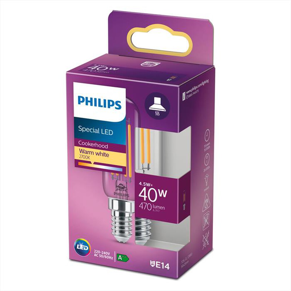 "PHILIPS - LED OLIVA E SFERA 4,5 W 40 W E14 LUCE BIANCA CALDA"
