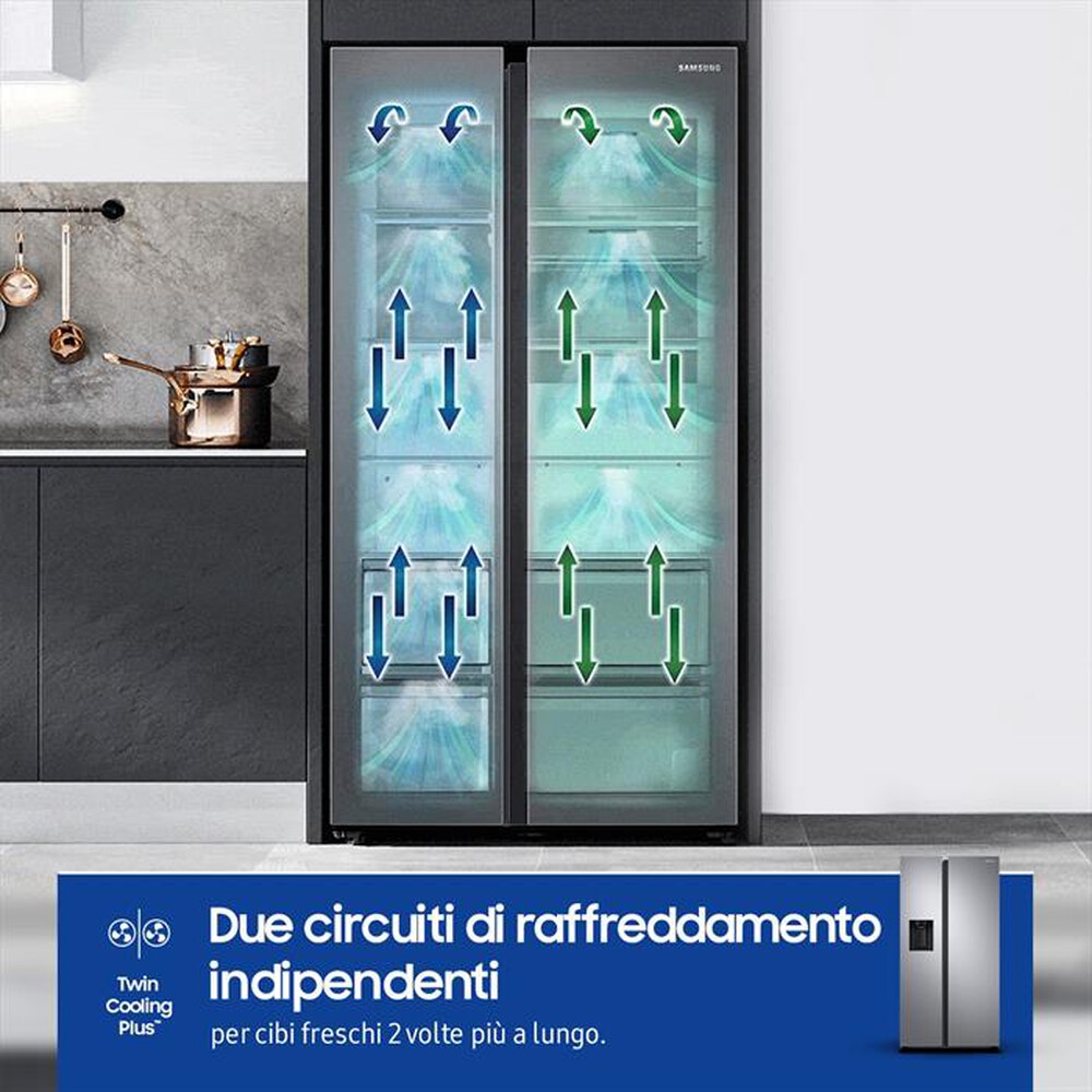 Immagine del prodotto SAMSUNG - Frigorifero side by side RS68A854CSL/EF Classe C-EZ Clean Steel