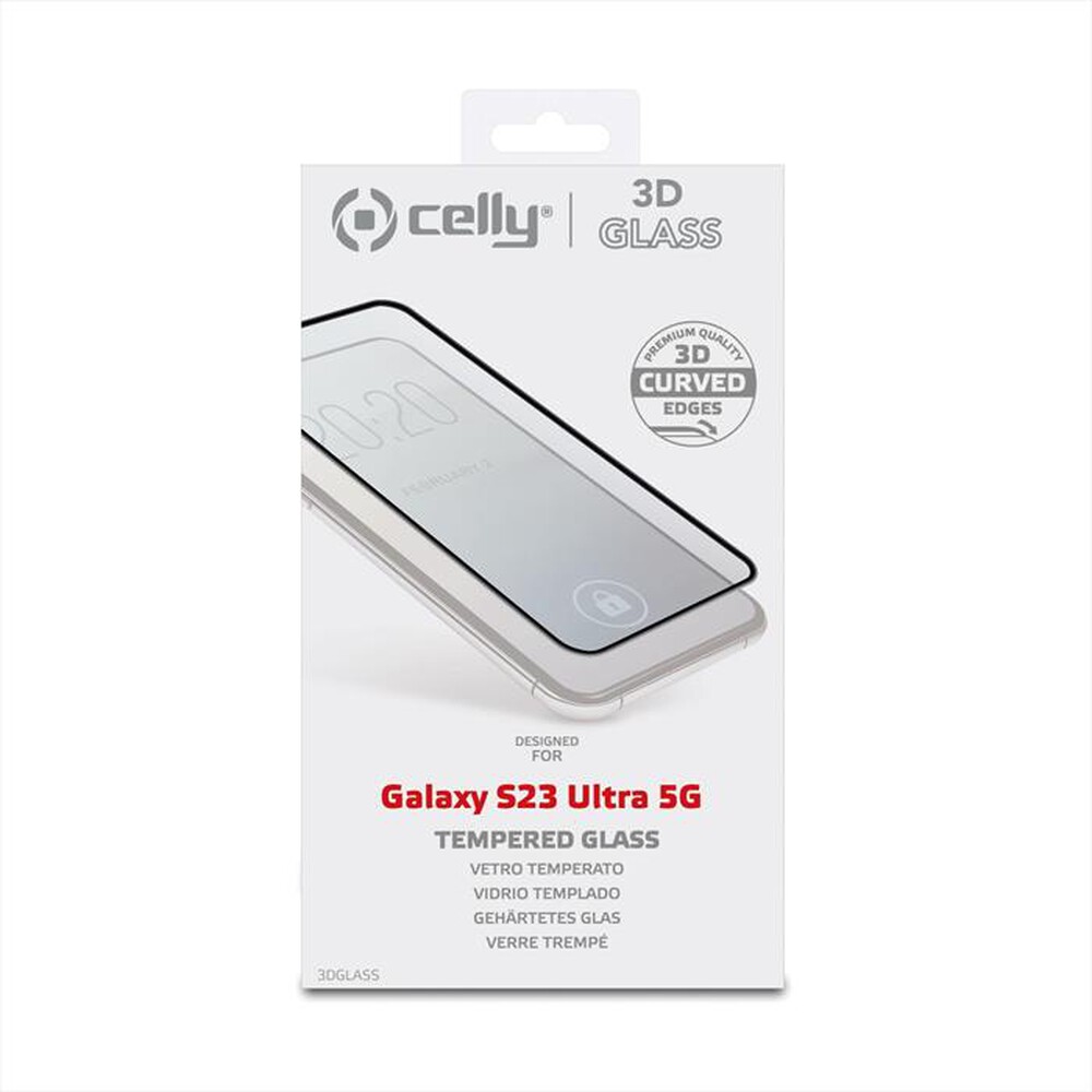 "CELLY - Vetro 3D 3DGLASS1033BK per Galaxy S23 Ultra-Trasparente"