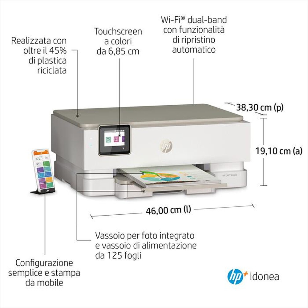 "HP - MULTIFUNZIONE ENVY 7224E 6 MESI INSTANT INK HP+-Portobello, Beige"