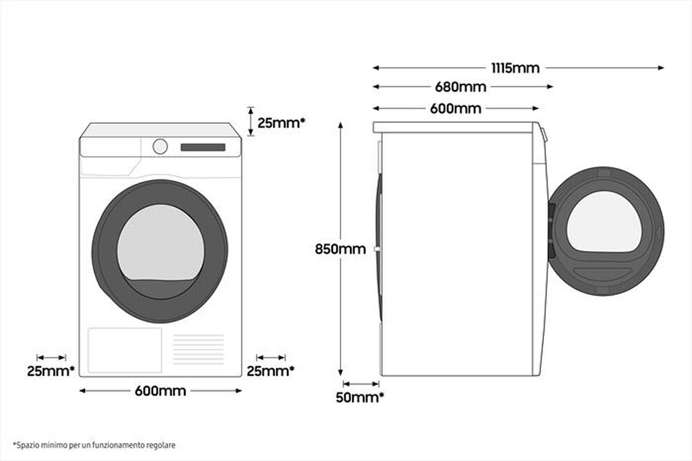 "SAMSUNG - Lavatrice WW90T954ASH/S3 QUICKDRIVE AI CONTROL 9Kg-BIANCO CON OBLO' Shiny Black"