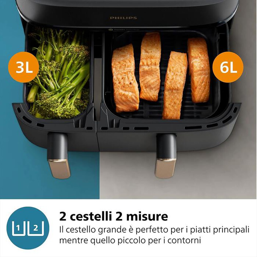 "PHILIPS - Friggitrice AIRFRYER SERIE 3000 DA 9L NA352/00-Nero/Oro"