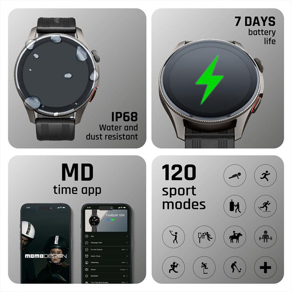 Immagine del prodotto CELLULARLINE - Smartwatch ZERO AMOLED 1.43" BLUETOOTH MOMO DESIGN-Nero