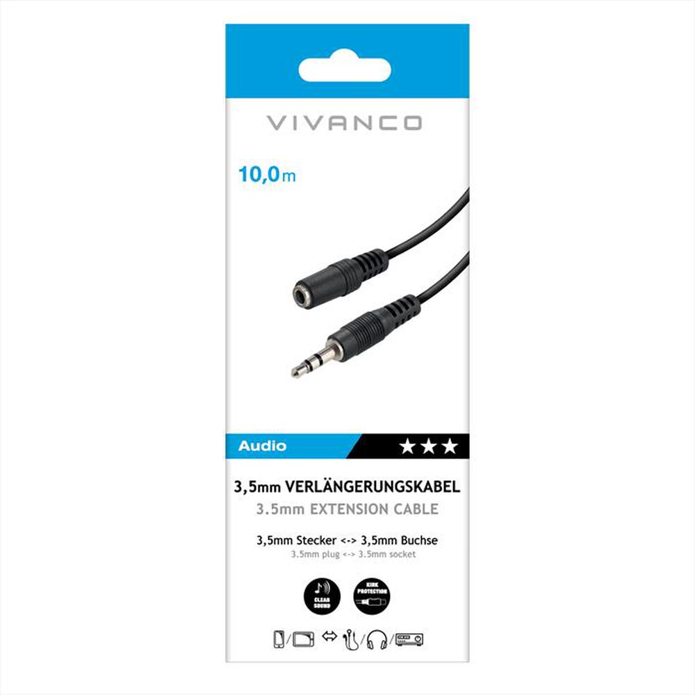 Immagine del prodotto SBS - Audio extension 3.5mm plug <-> 3.5mm socket 10m-Nero