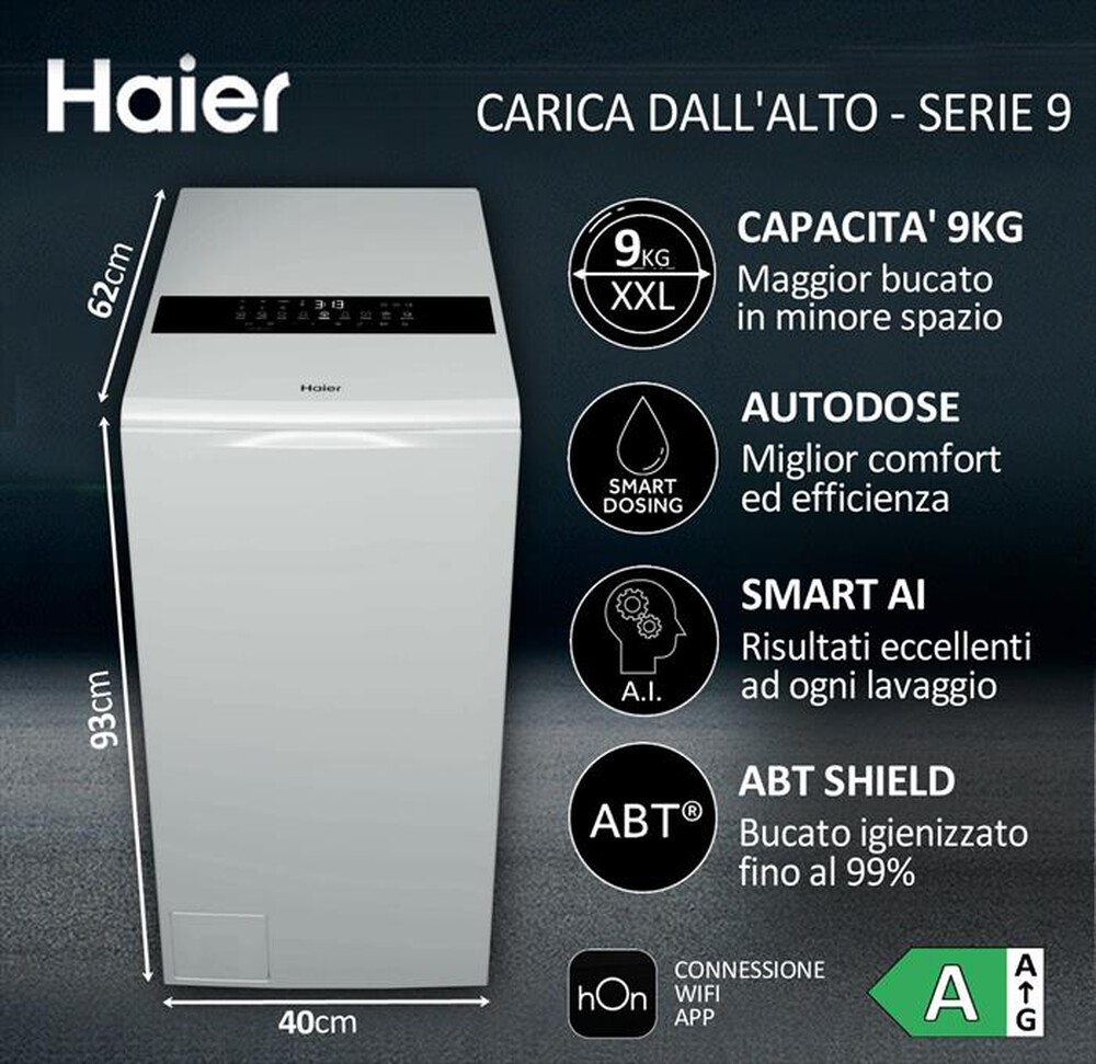 "HAIER - Lavatrice HW90-BPD13386U-S 9 Kg Classe A-White"