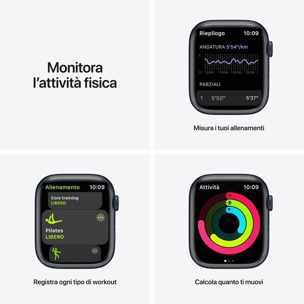 "APPLE - Watch NIKE Series 7 GPS+Cellular 45mm Allu-Mezzanotte Sport AntraciteNero"