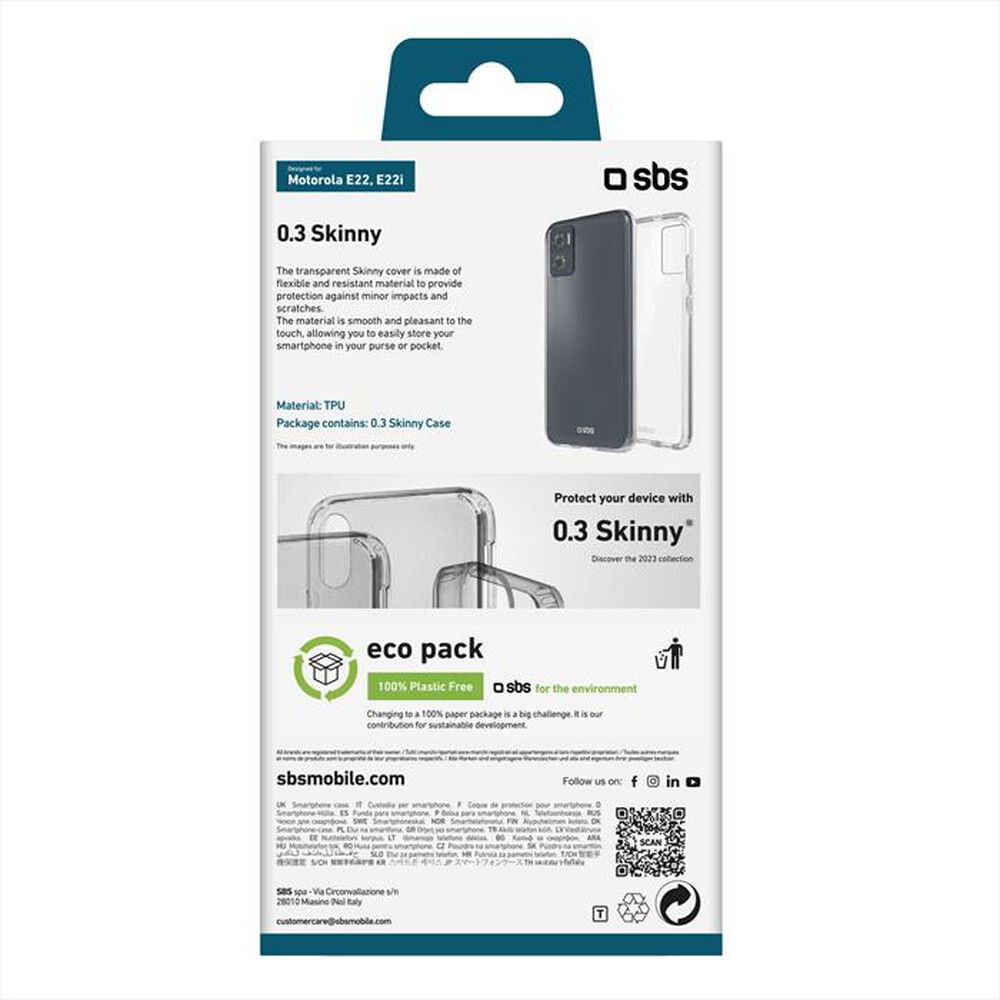 Immagine del prodotto SBS - Cover skinny TESKINMOE22T per Motorola E22/E22i-Trasparente